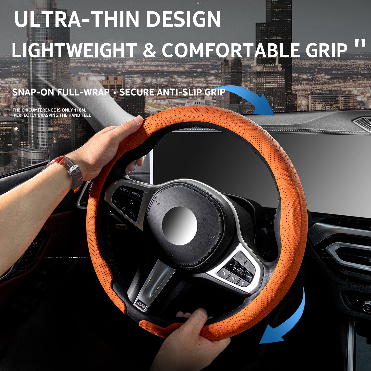 2026 New Ultra-Thin Car Steering Wheel Cover All-Season Universal Anti-Slip Sweat-Absorbent Suede Nappa Automotive Interior