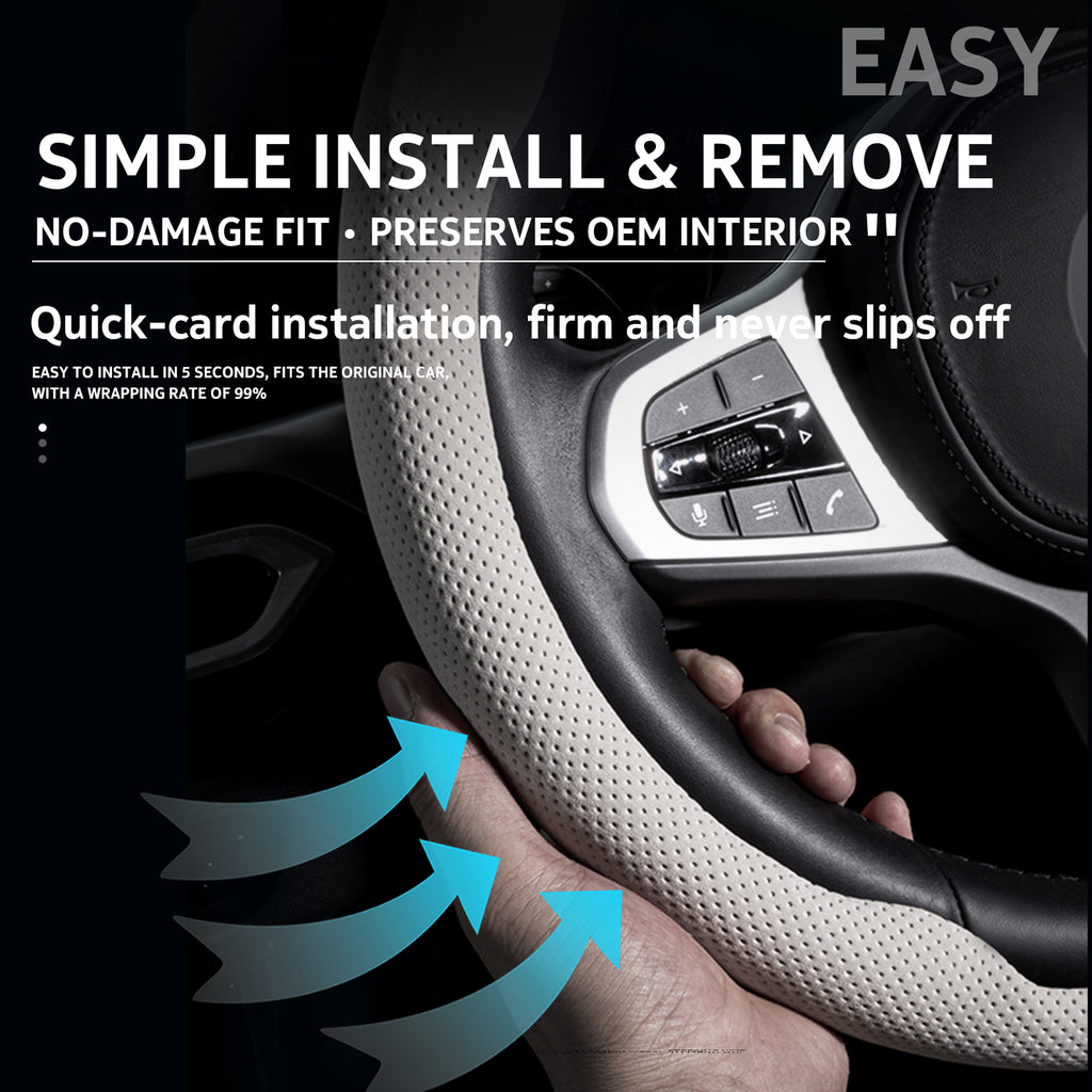 2026 New Ultra-Thin Car Steering Wheel Cover All-Season Universal Anti-Slip Sweat-Absorbent Suede Nappa Automotive Interior