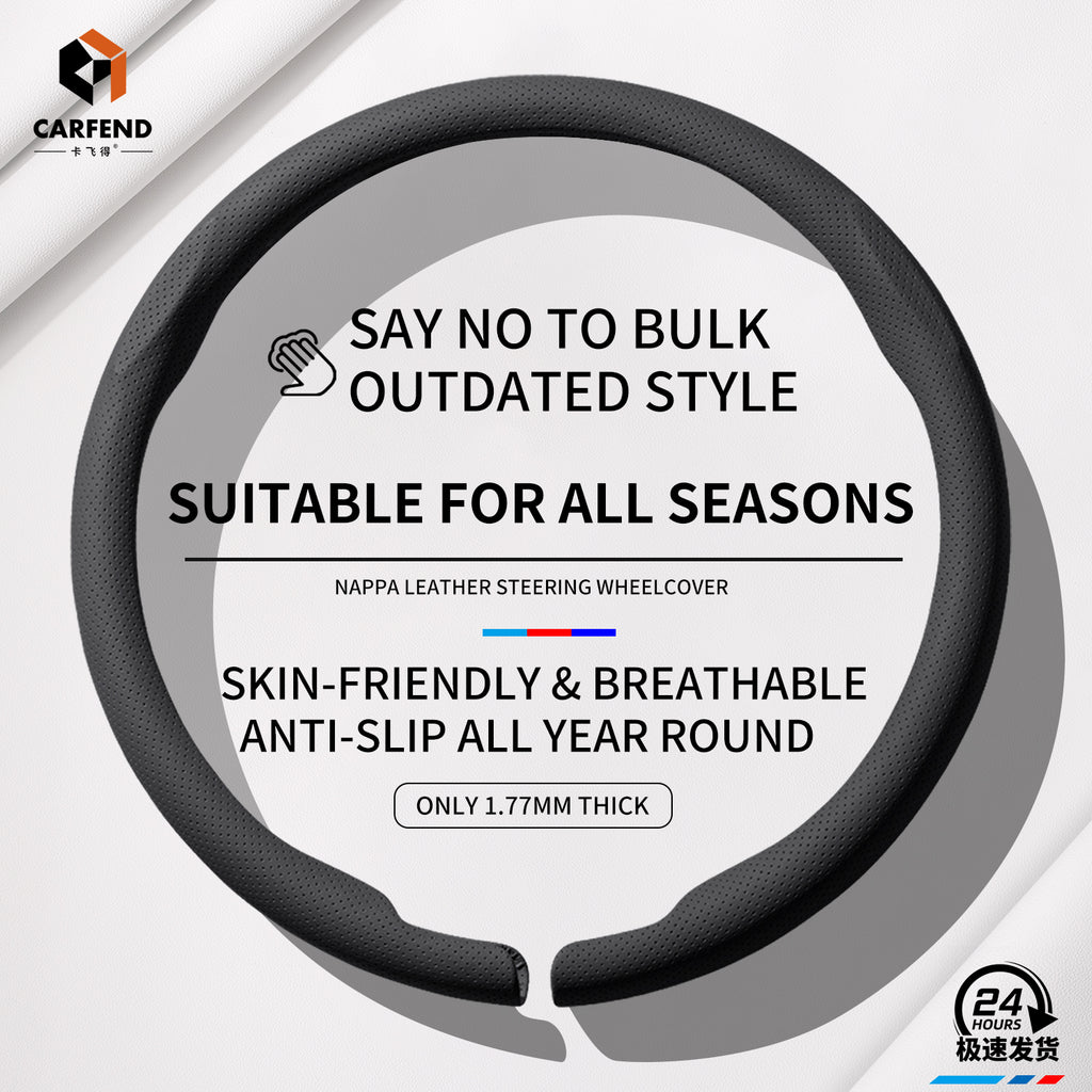 2026 New Ultra-Thin Car Steering Wheel Cover All-Season Universal Anti-Slip Sweat-Absorbent Suede Nappa Automotive Interior